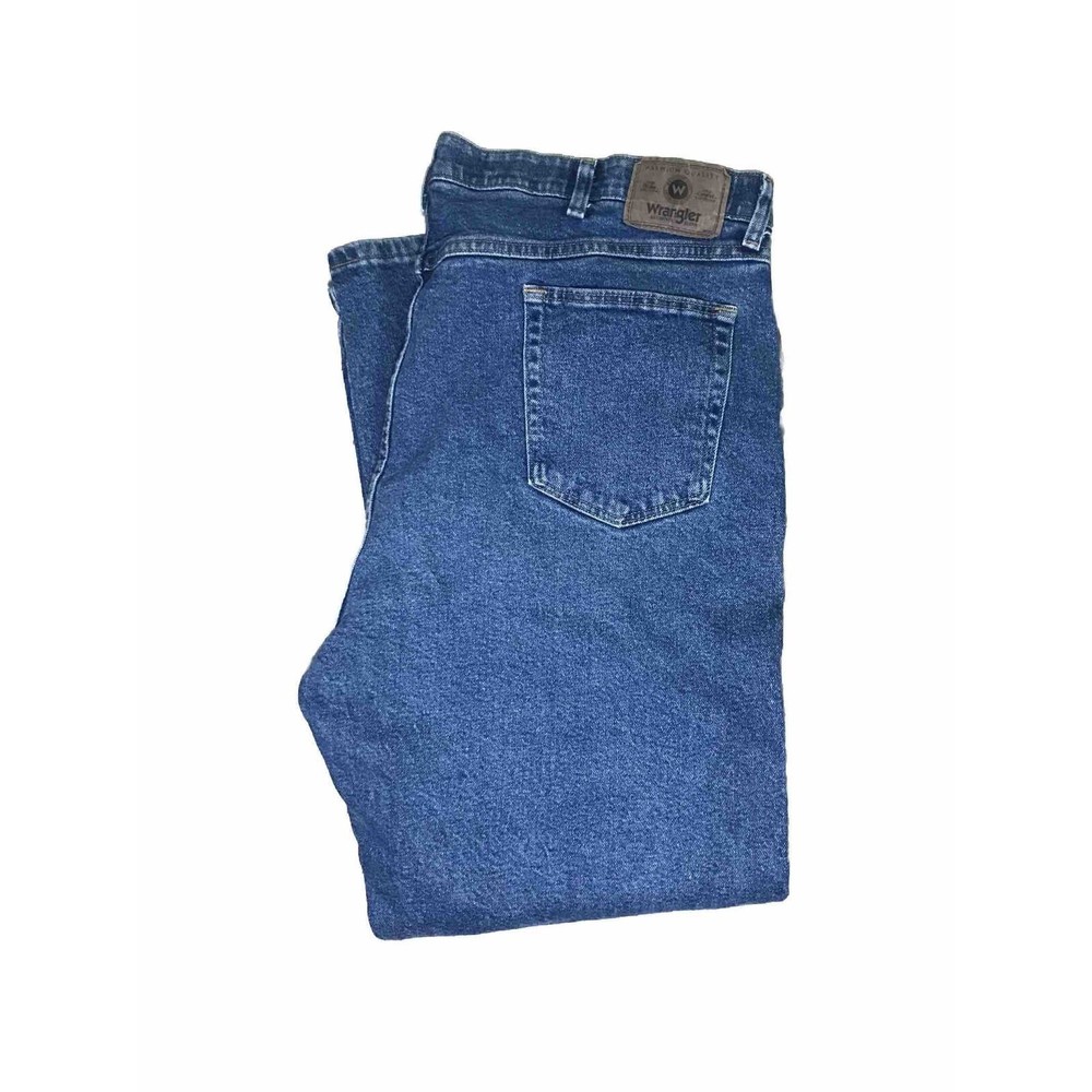 Wrangler Mens Jeans 44X30 Blue Cotton Blend Regular Fit Straight Work Cowboy - Picture 2 of 5